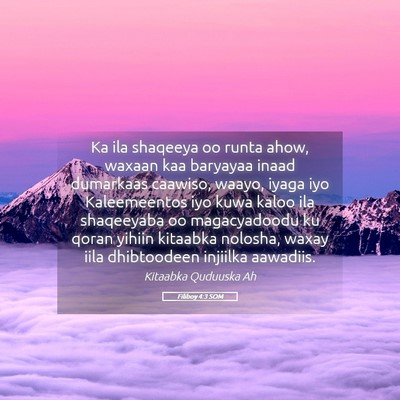 Picture 05 - Filiboy 4:3 SOM - Ka ila shaqeeya oo runta ahow, waxaan kaa - Bible Verse Picture