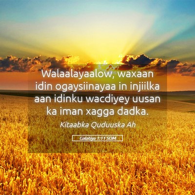 Picture 05 - Galatiya 1:11 SOM - Walaalayaalow, waxaan idin ogaysiinayaa in - Bible Verse Picture