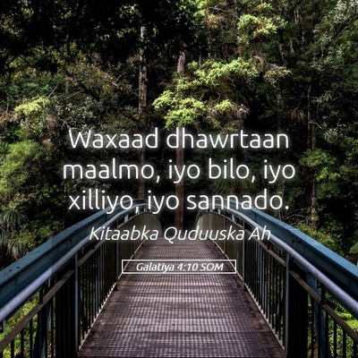 Picture 05 - Galatiya 4:10 SOM - Waxaad dhawrtaan maalmo, iyo bilo, iyo xilliyo, - Bible Verse Picture