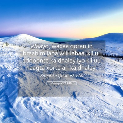 Picture 05 - Galatiya 4:22 SOM - Waayo, waxaa qoran in Ibraahim laba wiil lahaa, - Bible Verse Picture