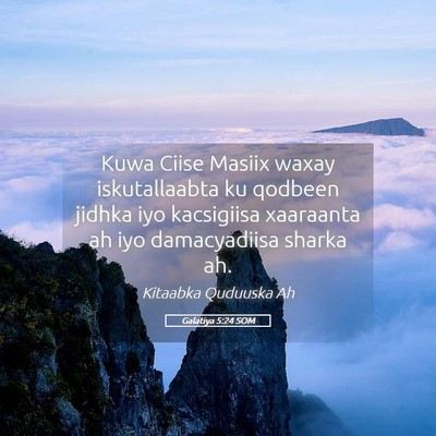 Picture 05 - Galatiya 5:24 SOM - Kuwa Ciise Masiix waxay iskutallaabta ku qodbeen - Bible Verse Picture