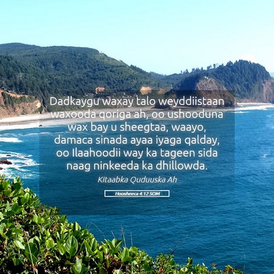Picture 05 - Hoosheeca 4:12 SOM - Dadkaygu waxay talo weyddiistaan waxooda qoriga - Bible Verse Picture
