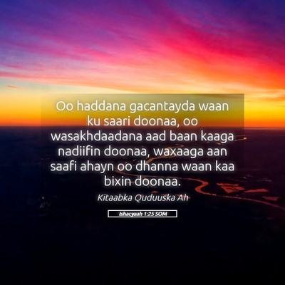 Picture 05 - Ishacyaah 1:25 SOM - Oo haddana gacantayda waan ku saari doonaa, oo - Bible Verse Picture