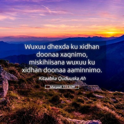 Picture 05 - Ishacyaah 11:5 SOM - Wuxuu dhexda ku xidhan doonaa xaqnimo, - Bible Verse Picture