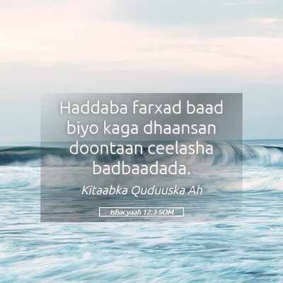 Picture 05 - Ishacyaah 12:3 SOM - Haddaba farxad baad biyo kaga dhaansan doontaan - Bible Verse Picture