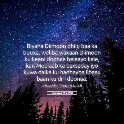 Picture 05 - Ishacyaah 15:9 SOM - Biyaha Diimoon dhiig baa ka buuxa, weliba waxaan - Bible Verse Picture