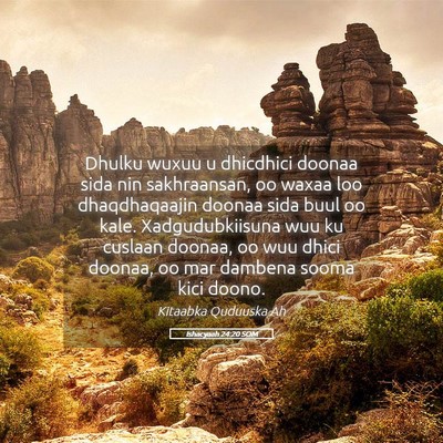 Picture 05 - Ishacyaah 24:20 SOM - Dhulku wuxuu u dhicdhici doonaa sida nin - Bible Verse Picture