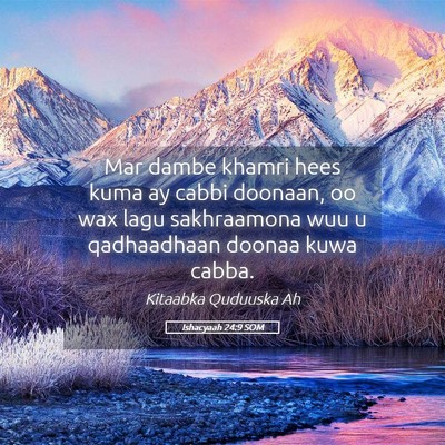 Picture 05 - Ishacyaah 24:9 SOM - Mar dambe khamri hees kuma ay cabbi doonaan, oo - Bible Verse Picture