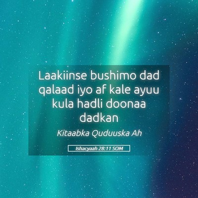 Picture 05 - Ishacyaah 28:11 SOM - Laakiinse bushimo dad qalaad iyo af kale ayuu - Bible Verse Picture