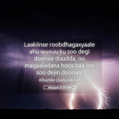 Picture 05 - Ishacyaah 32:19 SOM - Laakiinse roobdhagaxyaale ahu wuxuu ku soo degi - Bible Verse Picture