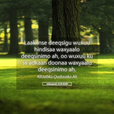 Picture 05 - Ishacyaah 32:8 SOM - Laakiinse deeqsigu wuxuu hindisaa waxyaalo - Bible Verse Picture