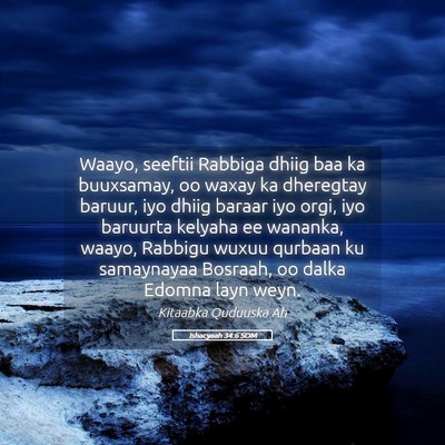 Picture 05 - Ishacyaah 34:6 SOM - Waayo, seeftii Rabbiga dhiig baa ka buuxsamay, oo - Bible Verse Picture