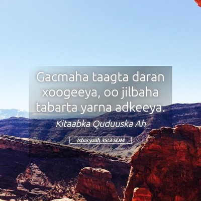 Picture 05 - Ishacyaah 35:3 SOM - Gacmaha taagta daran xoogeeya, oo jilbaha tabarta - Bible Verse Picture