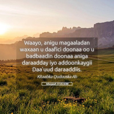 Picture 05 - Ishacyaah 37:35 SOM - Waayo, anigu magaaladan waxaan u daafici doonaa - Bible Verse Picture