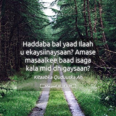 Picture 05 - Ishacyaah 40:18 SOM - Haddaba bal yaad Ilaah u ekaysiinaysaan? Amase - Bible Verse Picture