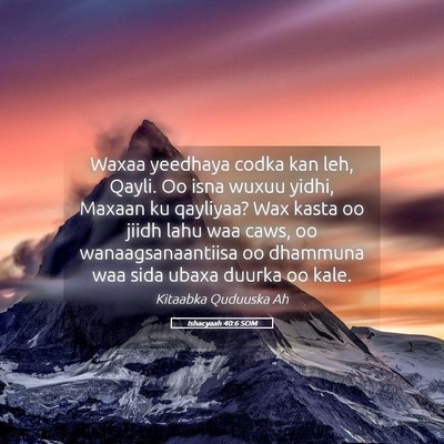 Picture 05 - Ishacyaah 40:6 SOM - Waxaa yeedhaya codka kan leh, Qayli. Oo isna - Bible Verse Picture