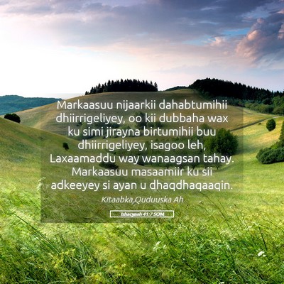 Picture 05 - Ishacyaah 41:7 SOM - Markaasuu nijaarkii dahabtumihii dhiirrigeliyey, - Bible Verse Picture