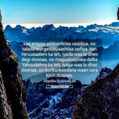 Picture 05 - Ishacyaah 44:26 SOM - kan erayga addoonkiisa xaqiijiya, oo talada - Bible Verse Picture