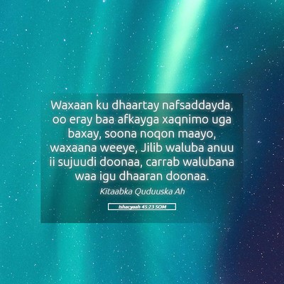 Picture 05 - Ishacyaah 45:23 SOM - Waxaan ku dhaartay nafsaddayda, oo eray baa - Bible Verse Picture