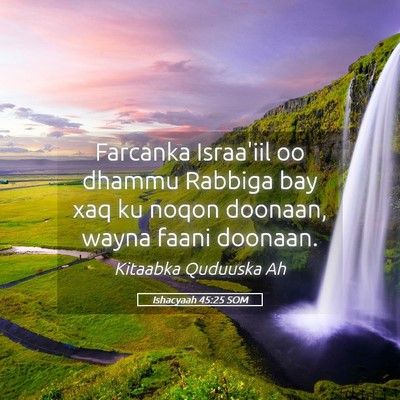 Picture 05 - Ishacyaah 45:25 SOM - Farcanka Israa'iil oo dhammu Rabbiga bay xaq ku - Bible Verse Picture