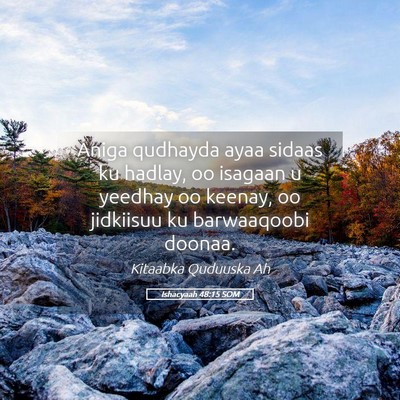 Picture 05 - Ishacyaah 48:15 SOM - Aniga qudhayda ayaa sidaas ku hadlay, oo isagaan - Bible Verse Picture