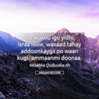 Picture 05 - Ishacyaah 49:3 SOM - Oo wuxuu igu yidhi, Israa'iilow, waxaad tahay - Bible Verse Picture