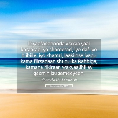 Picture 05 - Ishacyaah 5:12 SOM - Diyaafadahooda waxaa yaal kataarad iyo shareerad, - Bible Verse Picture