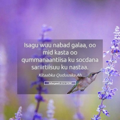 Picture 05 - Ishacyaah 57:2 SOM - Isagu wuu nabad galaa, oo mid kasta oo - Bible Verse Picture