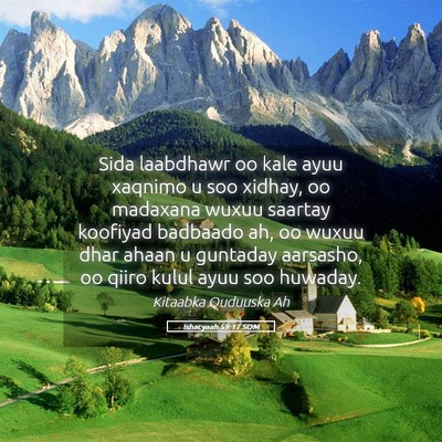 Picture 05 - Ishacyaah 59:17 SOM - Sida laabdhawr oo kale ayuu xaqnimo u soo xidhay, - Bible Verse Picture