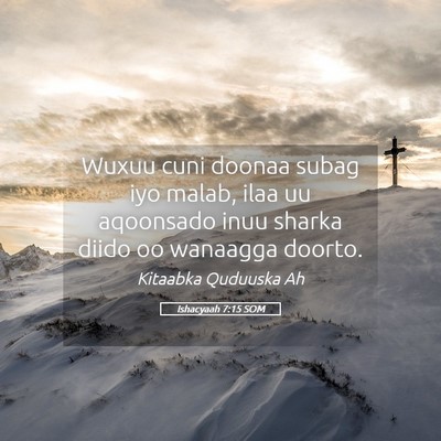 Picture 05 - Ishacyaah 7:15 SOM - Wuxuu cuni doonaa subag iyo malab, ilaa uu - Bible Verse Picture