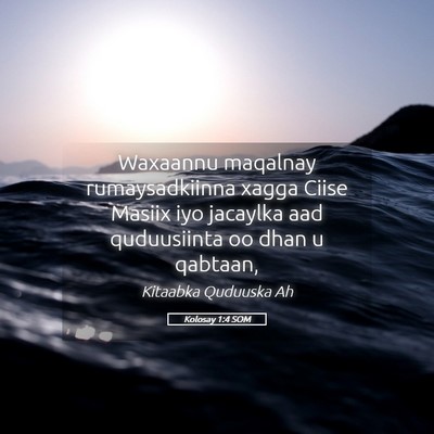 Picture 05 - Kolosay 1:4 SOM - Waxaannu maqalnay rumaysadkiinna xagga Ciise - Bible Verse Picture
