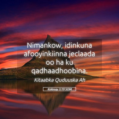 Picture 05 - Kolosay 3:19 SOM - Nimankow, idinkuna afooyinkiinna jeclaada oo ha - Bible Verse Picture