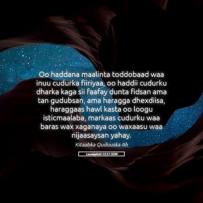 Picture 05 - Laawiyiintii 13:51 SOM - Oo haddana maalinta toddobaad waa inuu cudurka - Bible Verse Picture