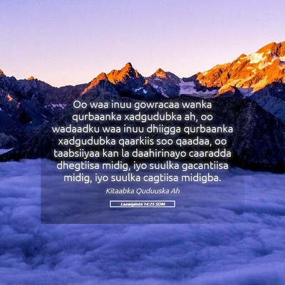 Picture 05 - Laawiyiintii 14:25 SOM - Oo waa inuu gowracaa wanka qurbaanka xadgudubka - Bible Verse Picture