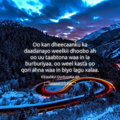 Picture 05 - Laawiyiintii 15:12 SOM - Oo kan dheecaanku ka daadanayo weelkii dhoobo ah - Bible Verse Picture
