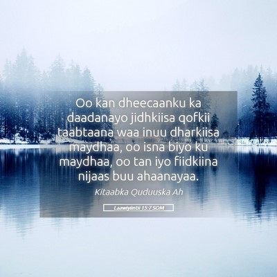 Picture 05 - Laawiyiintii 15:7 SOM - Oo kan dheecaanku ka daadanayo jidhkiisa qofkii - Bible Verse Picture