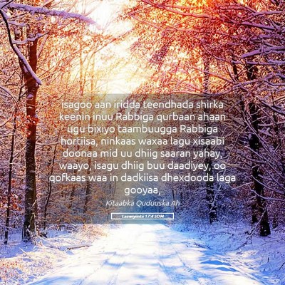Picture 05 - Laawiyiintii 17:4 SOM - isagoo aan iridda teendhada shirka keenin inuu - Bible Verse Picture