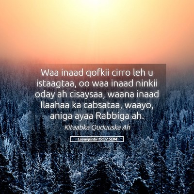 Picture 05 - Laawiyiintii 19:32 SOM - Waa inaad qofkii cirro leh u istaagtaa, oo waa - Bible Verse Picture