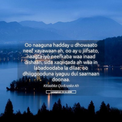 Picture 05 - Laawiyiintii 20:16 SOM - Oo naaguna hadday u dhowaato neef xayawaan ah, oo - Bible Verse Picture