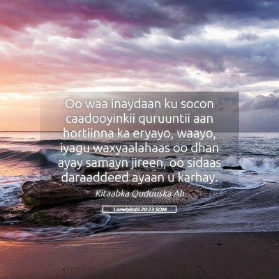 Picture 05 - Laawiyiintii 20:23 SOM - Oo waa inaydaan ku socon caadooyinkii quruuntii - Bible Verse Picture