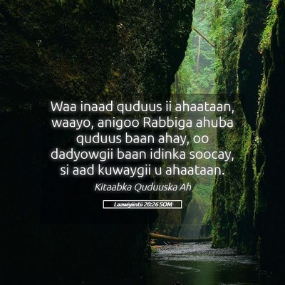 Picture 05 - Laawiyiintii 20:26 SOM - Waa inaad quduus ii ahaataan, waayo, anigoo - Bible Verse Picture