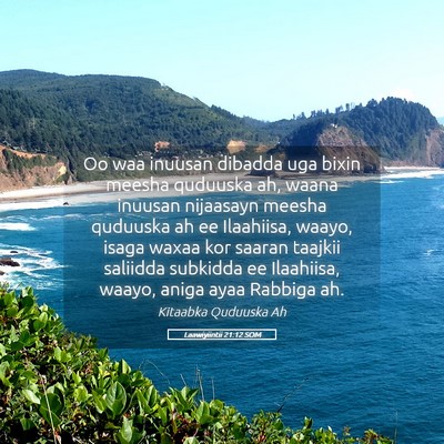 Picture 05 - Laawiyiintii 21:12 SOM - Oo waa inuusan dibadda uga bixin meesha quduuska - Bible Verse Picture