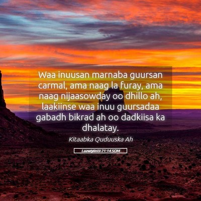 Picture 05 - Laawiyiintii 21:14 SOM - Waa inuusan marnaba guursan carmal, ama naag la - Bible Verse Picture