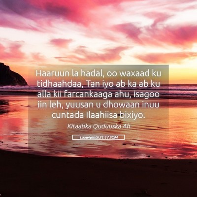 Picture 05 - Laawiyiintii 21:17 SOM - Haaruun la hadal, oo waxaad ku tidhaahdaa, Tan - Bible Verse Picture