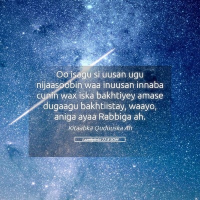 Picture 05 - Laawiyiintii 22:8 SOM - Oo isagu si uusan ugu nijaasoobin waa inuusan - Bible Verse Picture