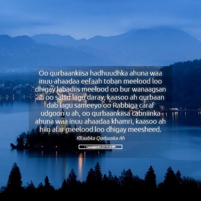 Picture 05 - Laawiyiintii 23:13 SOM - Oo qurbaankiisa hadhuudhka ahuna waa inuu ahaadaa - Bible Verse Picture