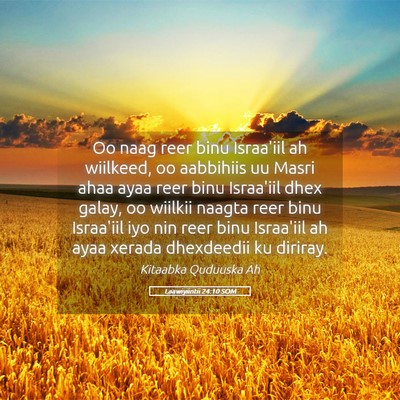 Picture 05 - Laawiyiintii 24:10 SOM - Oo naag reer binu Israa'iil ah wiilkeed, oo - Bible Verse Picture