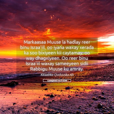 Picture 05 - Laawiyiintii 24:23 SOM - Markaasaa Muuse la hadlay reer binu Israa'iil, oo - Bible Verse Picture
