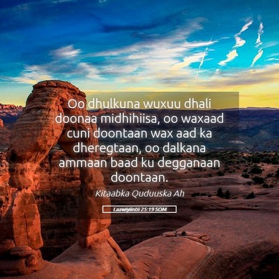 Picture 05 - Laawiyiintii 25:19 SOM - Oo dhulkuna wuxuu dhali doonaa midhihiisa, oo - Bible Verse Picture