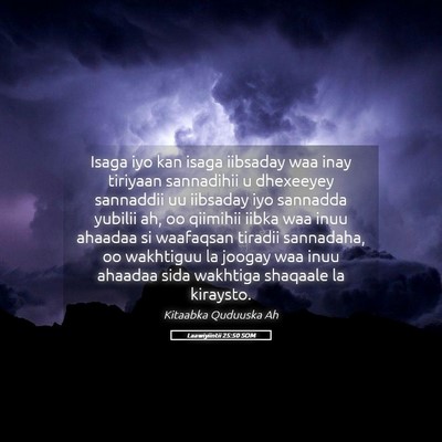 Picture 05 - Laawiyiintii 25:50 SOM - Isaga iyo kan isaga iibsaday waa inay tiriyaan - Bible Verse Picture